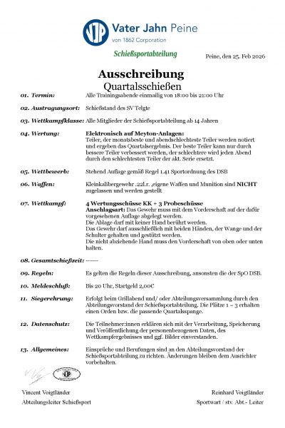 Quartalsschießen Quartalsschießen